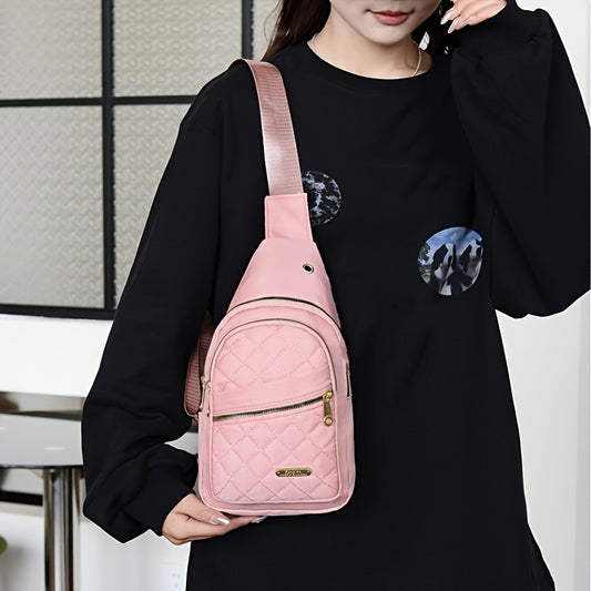 1pc Quilted Sling Backpack, Crossbody Bag, Adjustable Shoulder Strap, Zipper Open and Close, Casual Day Bag, Suitable for Travel and Everyday Use