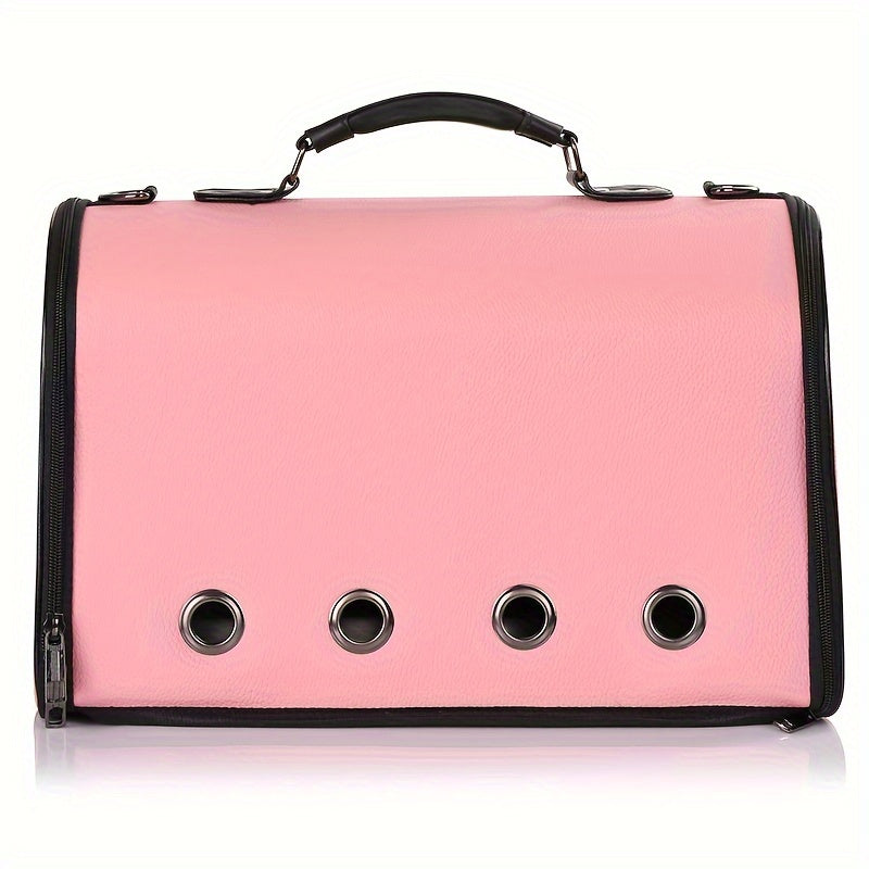 Cat back PU material pet backpack breathable cat bag is suitable for small dog bags with soft edges approved by small and medium-sized cat and dog airlines, and can be folded for travel