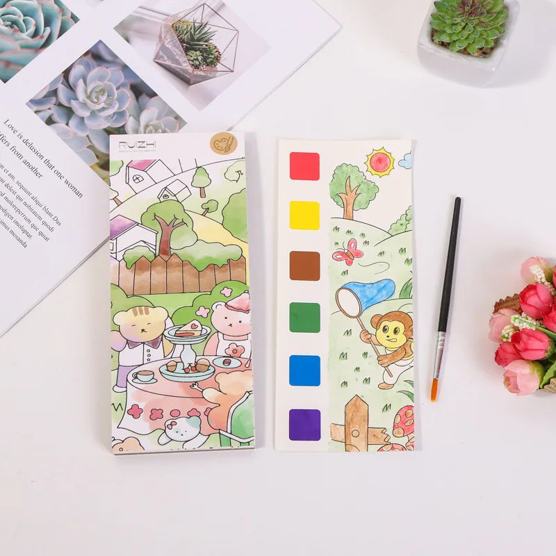 12 pages Children's Watercolor Coloring Book,Drawing Toys For Children Birthday, Thanksgiving, Halloween, Easter, Christmas gift