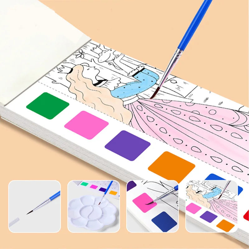 12 pages Children's Watercolor Coloring Book,Drawing Toys For Children Birthday, Thanksgiving, Halloween, Easter, Christmas gift