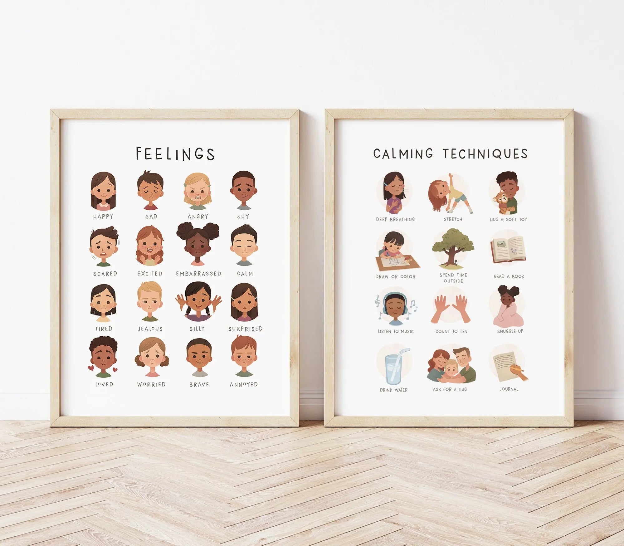 Feelings Poster Calming Techniques Calming Corner Emotion wall art cartoon print child cute canvas painting nursery home decor