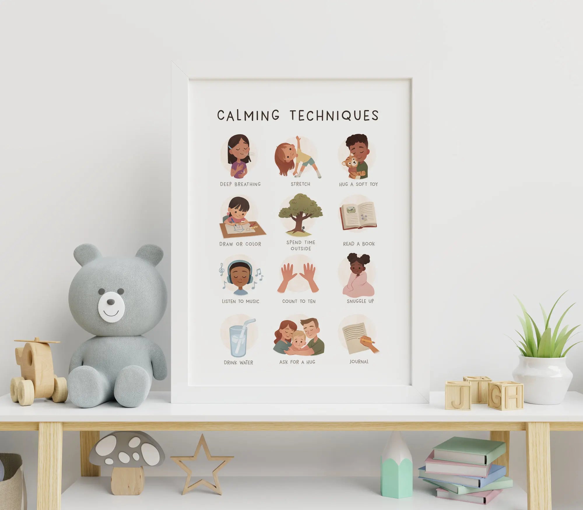 Feelings Poster Calming Techniques Calming Corner Emotion wall art cartoon print child cute canvas painting nursery home decor