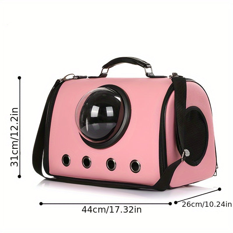 Cat back PU material pet backpack breathable cat bag is suitable for small dog bags with soft edges approved by small and medium-sized cat and dog airlines, and can be folded for travel