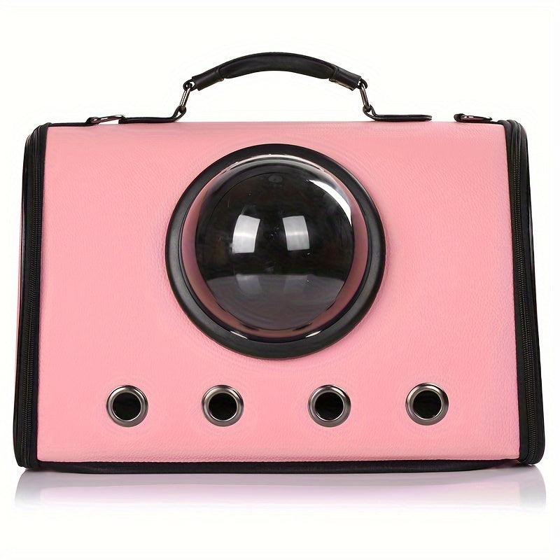 Cat back PU material pet backpack breathable cat bag is suitable for small dog bags with soft edges approved by small and medium-sized cat and dog airlines, and can be folded for travel