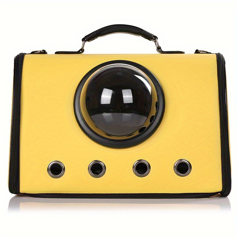 Cat back PU material pet backpack breathable cat bag is suitable for small dog bags with soft edges approved by small and medium-sized cat and dog airlines, and can be folded for travel